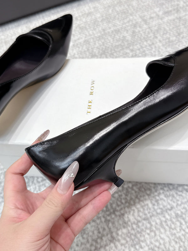 The Row Viv Kitten Pumps 3.5cm Black Sheepskin 451299