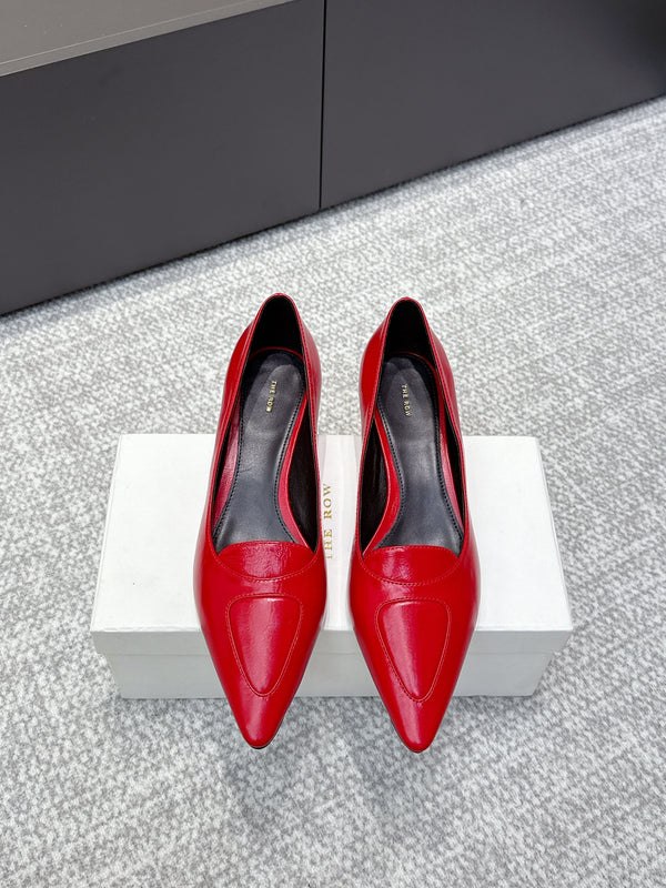 The Row Viv Kitten Pumps 3.5cm Red Sheepskin 451301