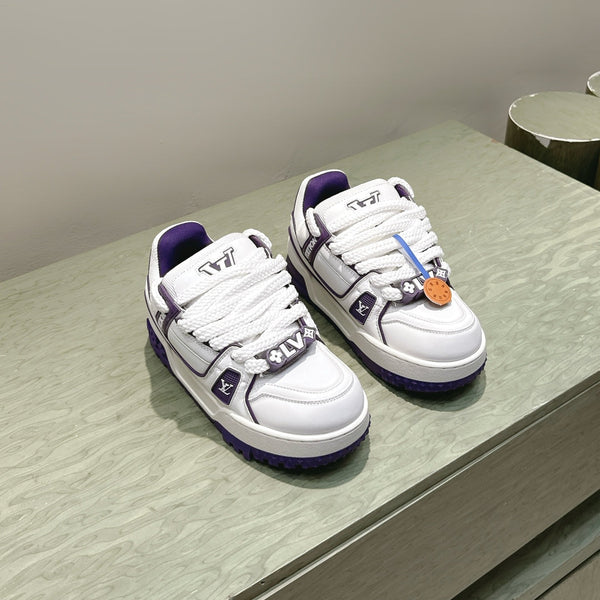 LV Trainer Maxi Sneakers White mix Purple Purple Calf Leather 515189