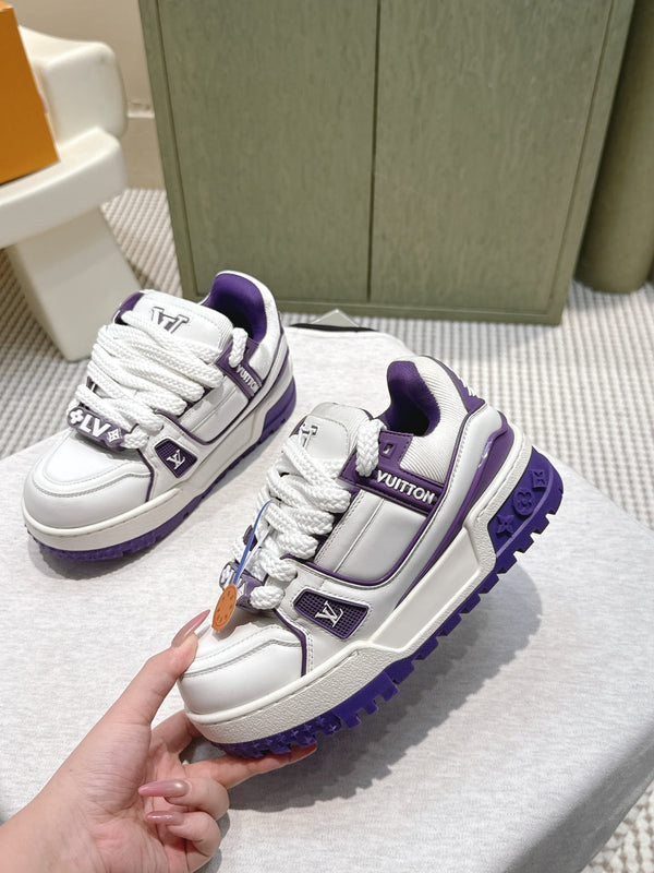 LV Trainer Maxi Sneakers White mix Purple Purple Calf Leather 515189