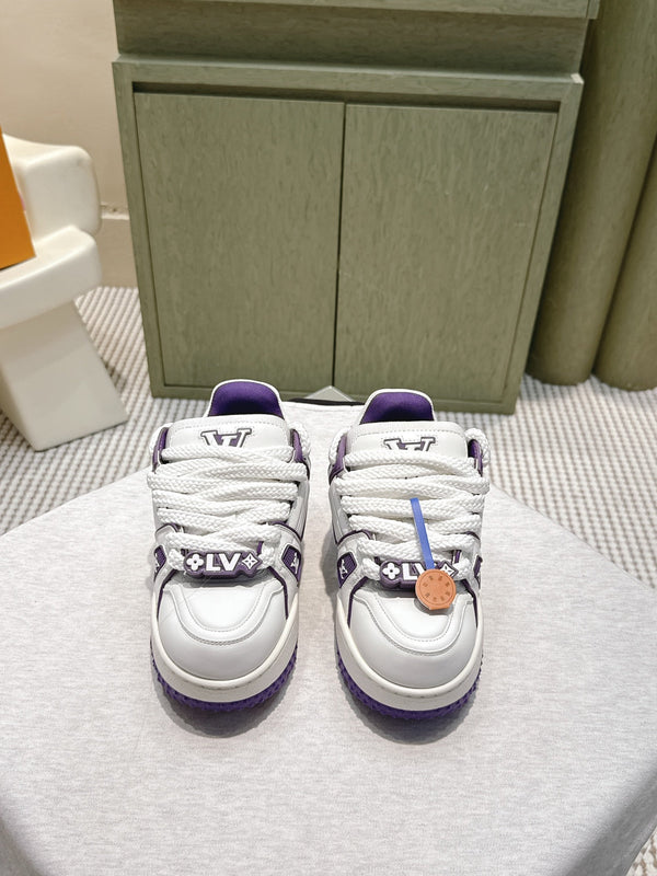LV Trainer Maxi Sneakers White mix Purple Purple Calf Leather 515189