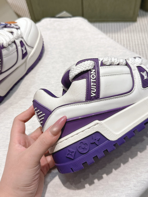 LV Trainer Maxi Sneakers White mix Purple Purple Calf Leather 515189