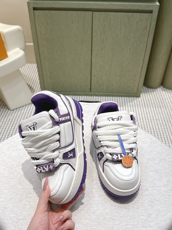 LV Trainer Maxi Sneakers White mix Purple Purple Calf Leather 515189