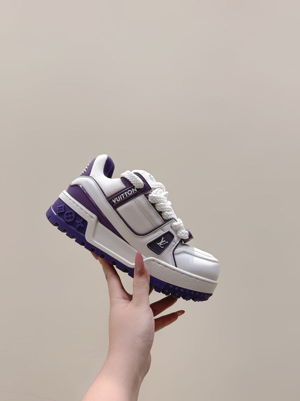 LV Trainer Maxi Sneakers White mix Purple Purple Calf Leather 515189
