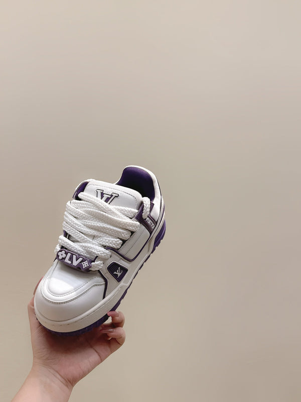 LV Trainer Maxi Sneakers White mix Purple Purple Calf Leather 515189
