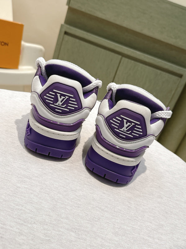 LV Trainer Maxi Sneakers White mix Purple Purple Calf Leather 515189