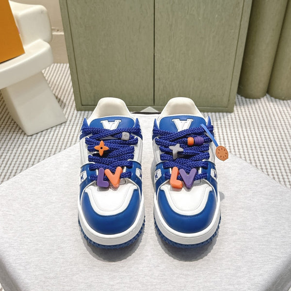 LV Trainer Maxi Sneakers Blue Mix White Calfskin Mesh 515192