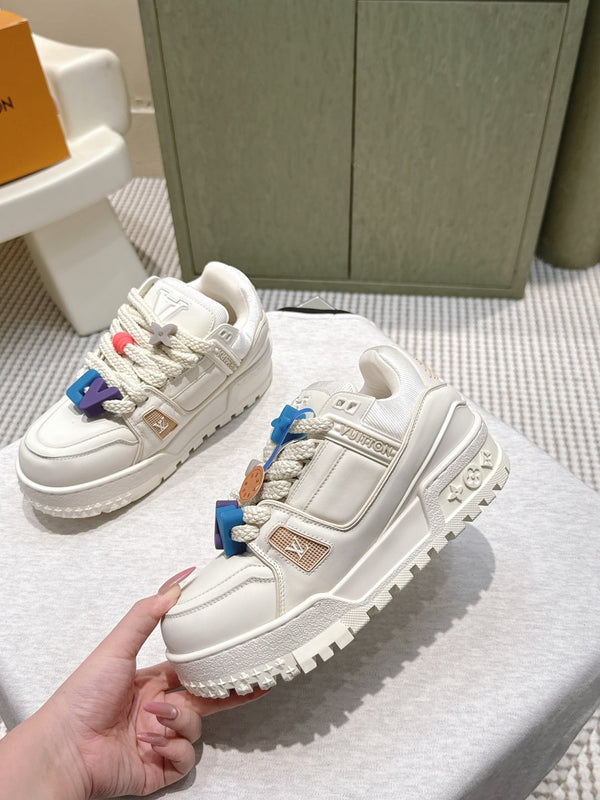 LV Trainer Maxi Sneakers White Calfskin Mesh 515193