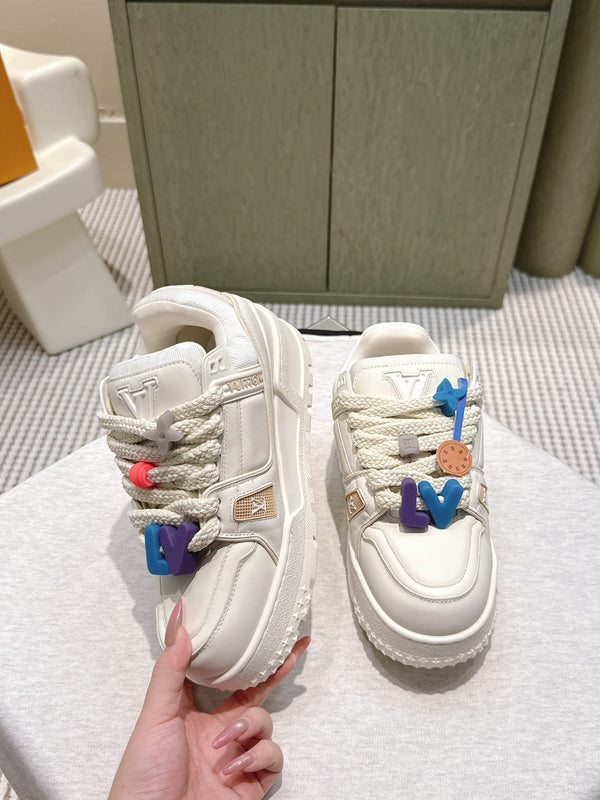 LV Trainer Maxi Sneakers White Calfskin Mesh 515193