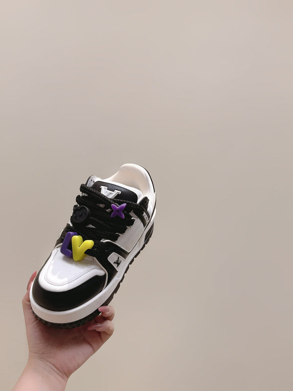 LV Trainer Maxi Sneakers Black Mix White Calfskin Mesh 515195