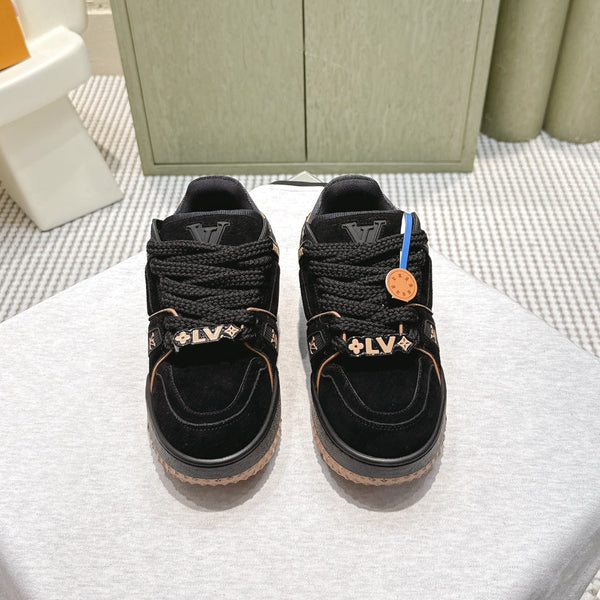 LV Trainer Maxi Sneakers Black Sude Mesh 515196