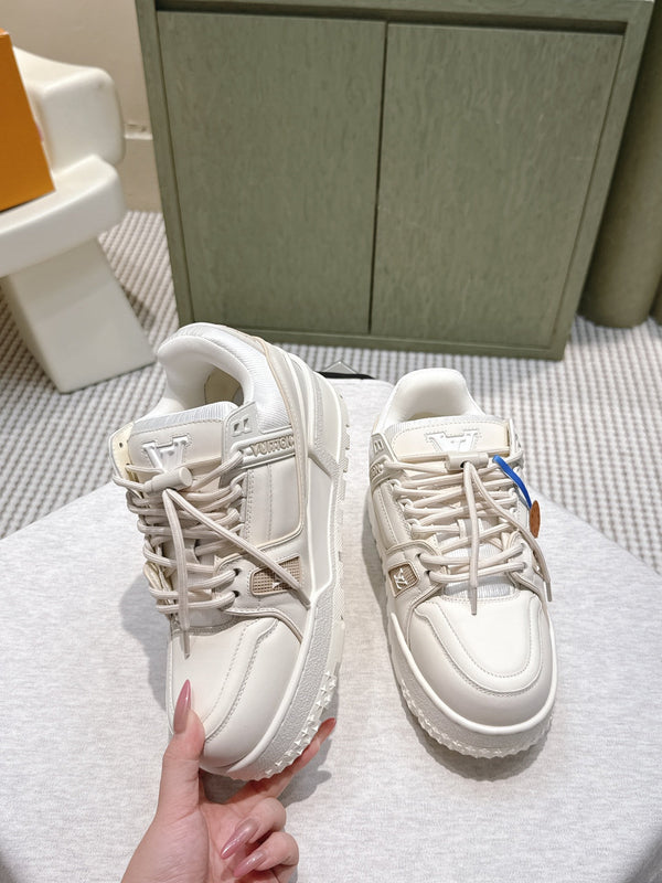 LV Trainer Maxi Sneakers White Calfskin Mesh 515198