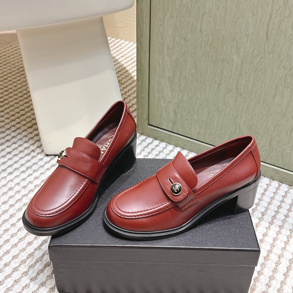 CC 26SS Mocassins 6cm Cuir de vachette bordeaux 653498