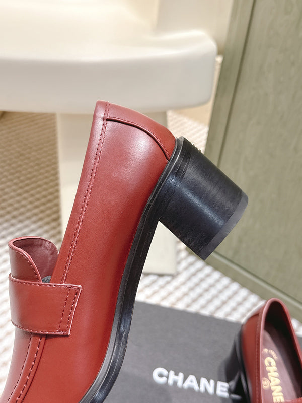 CC 26SS Mocassins 6cm Cuir de vachette bordeaux 653498