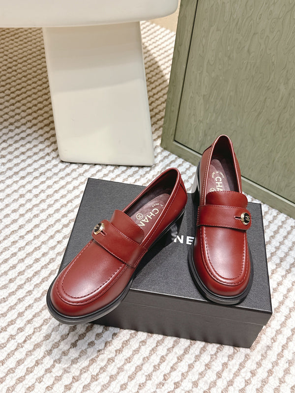 CC 26SS Mocassins 6cm Cuir de vachette bordeaux 653498