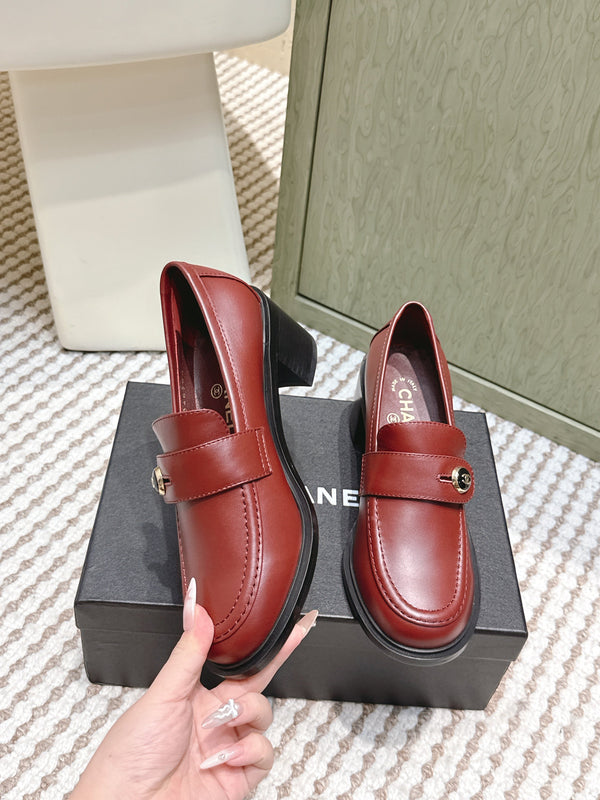 CC 26SS Mocassins 6cm Cuir de vachette bordeaux 653498