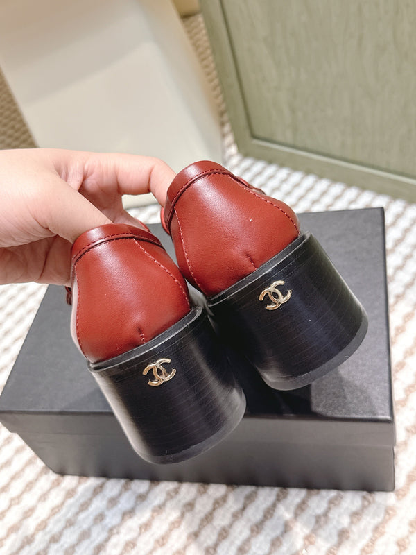 CC 26SS Mocassins 6cm Cuir de vachette bordeaux 653498