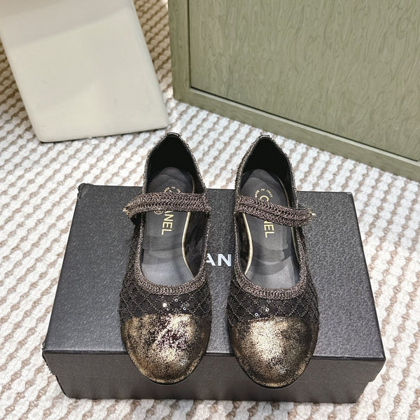 CC 25s AW Ballerine Noire Pailletée Tissée 612351