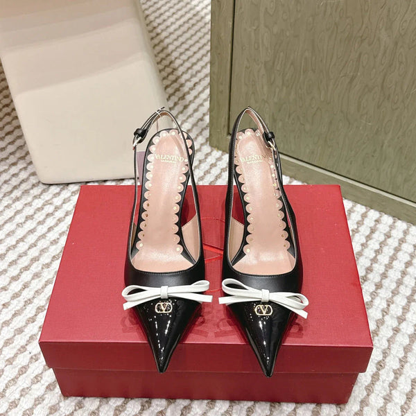Escarpins VT 26s à bride arrière 70 en cuir de veau verni noir 612246