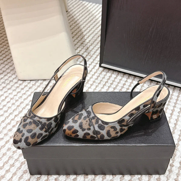 Escarpins à bride arrière CC 26s Noir Bleu Léopard Cuir 652653