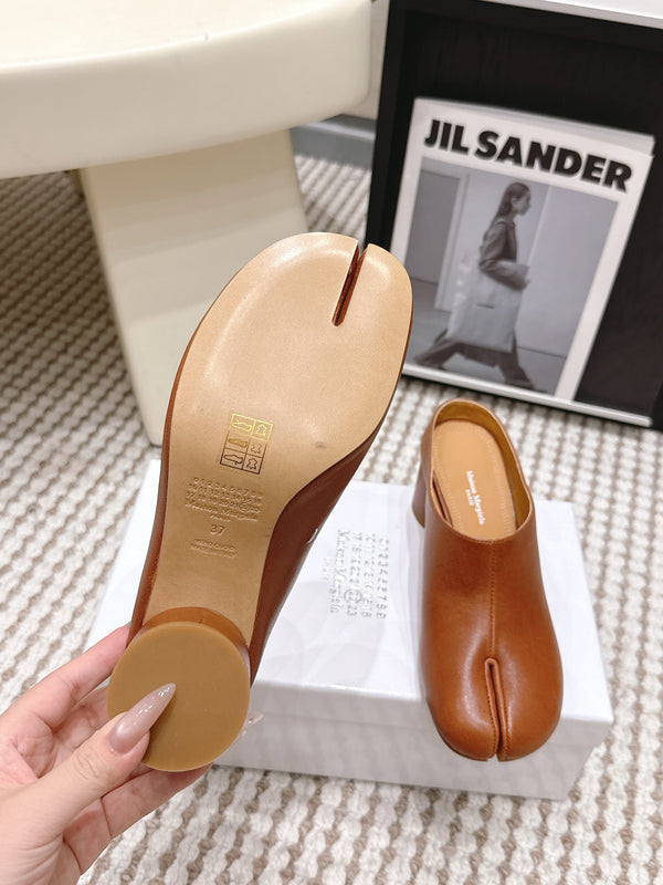 Maison Margie Tabi Décolleté Mule 6cm Brown Cowhide 722686