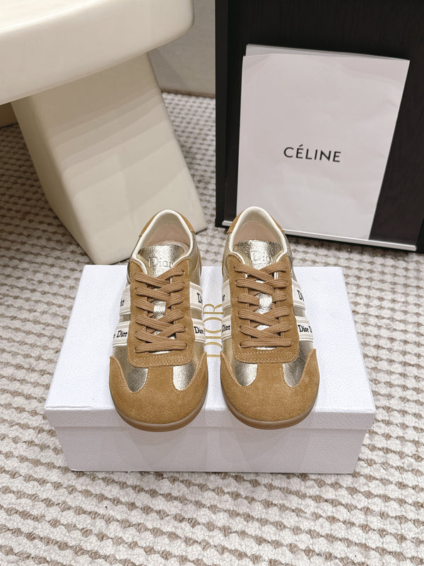 CD Ribbon Sneaker Brown Sliver Suede Leather 930295