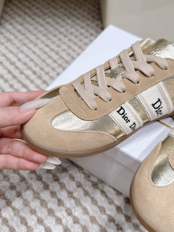 CD Ribbon Sneaker Sliver Khaki Suede Leather 930298