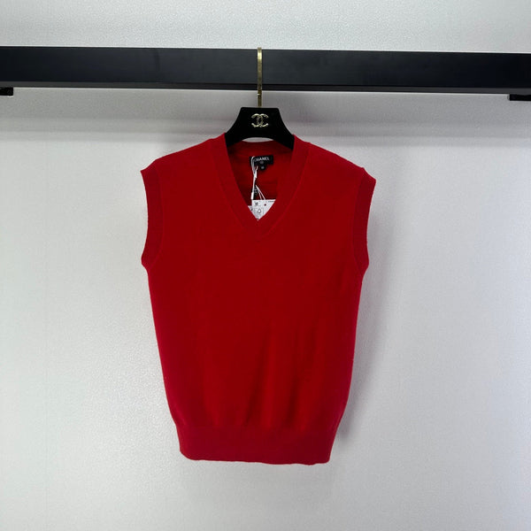 Gilet col V CC Laine Rouge 346003