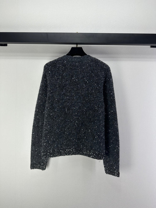 Gilet gris en maille col en V CC 346012
