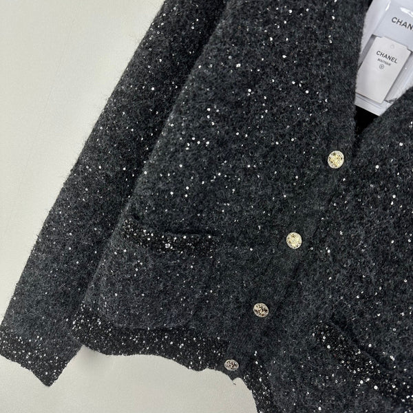 Gilet gris en maille col en V CC 346012