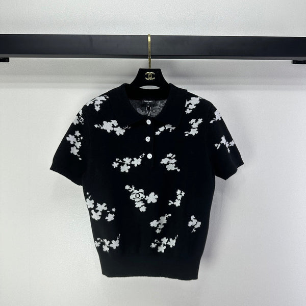 Polo CC Laine Noire et Blanche 346019
