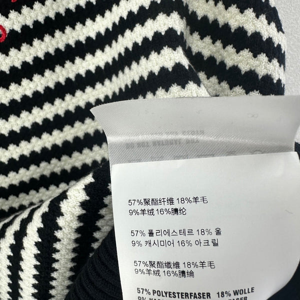 Prada Gilet en maille 26s Blanc Noir Rayures Tricot côtelé 348998