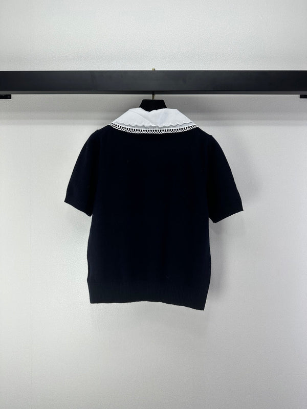 T-shirt à manches courtes Miumiu 2026 Cachemire Bleu foncé 349058