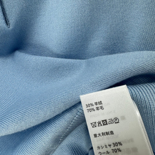 Celine Short-sleeved Polo Shirt Blue Cashmere Wool 349071