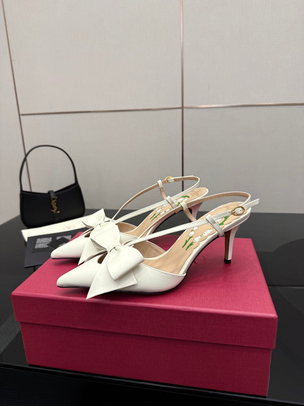 Escarpins babies VT Bowow 85mm cuir ivoire