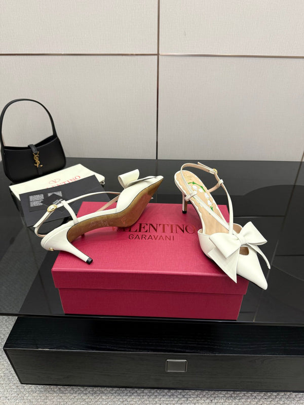 Escarpins babies VT Bowow 85mm cuir ivoire