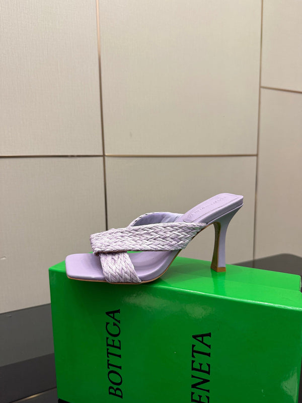 BV 26s Heeled Sandals 9.5cm Light Purple Calfskin Raffia