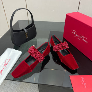 RV Belle Vivier Mary Janes velours rouge 629887