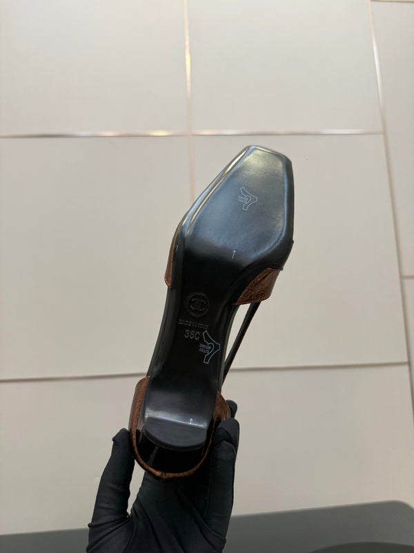 CC 26P Slingback 5cm Brown Black Patent Leather 791611