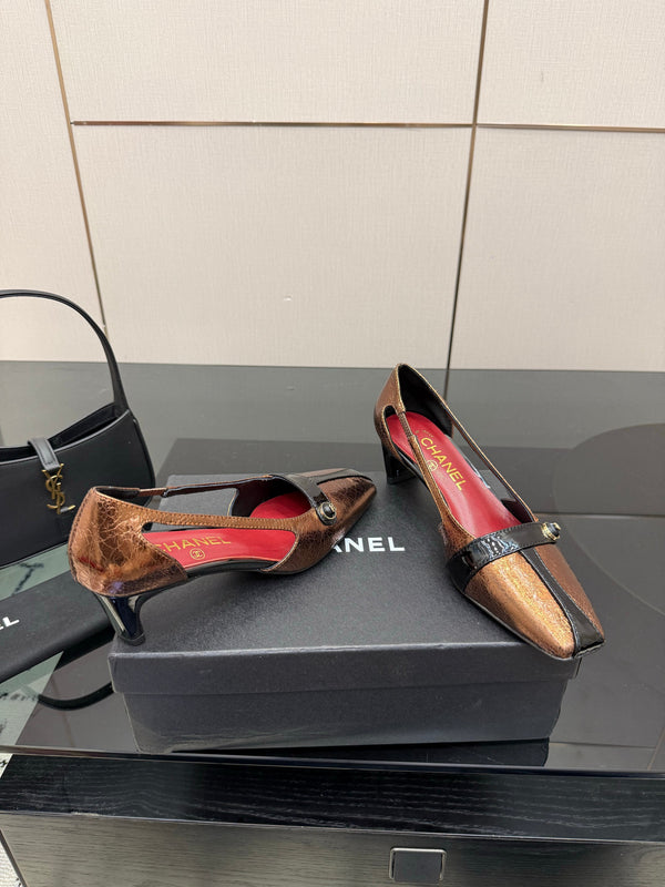 CC 26P Slingback 5cm Brown Black Patent Leather 791611