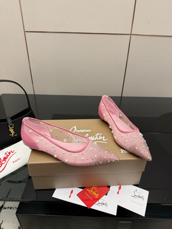 CL Degrastrassina Perla Ballet Flat Light Pink Mesh 828158