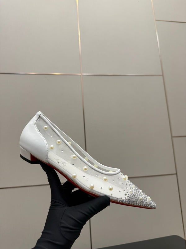CL Degrastrassina Perla Ballet Flat White Mesh 828159