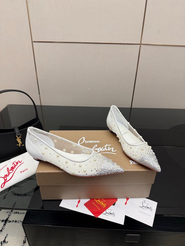 CL Degrastrassina Perla Ballet Flat White Mesh 828159