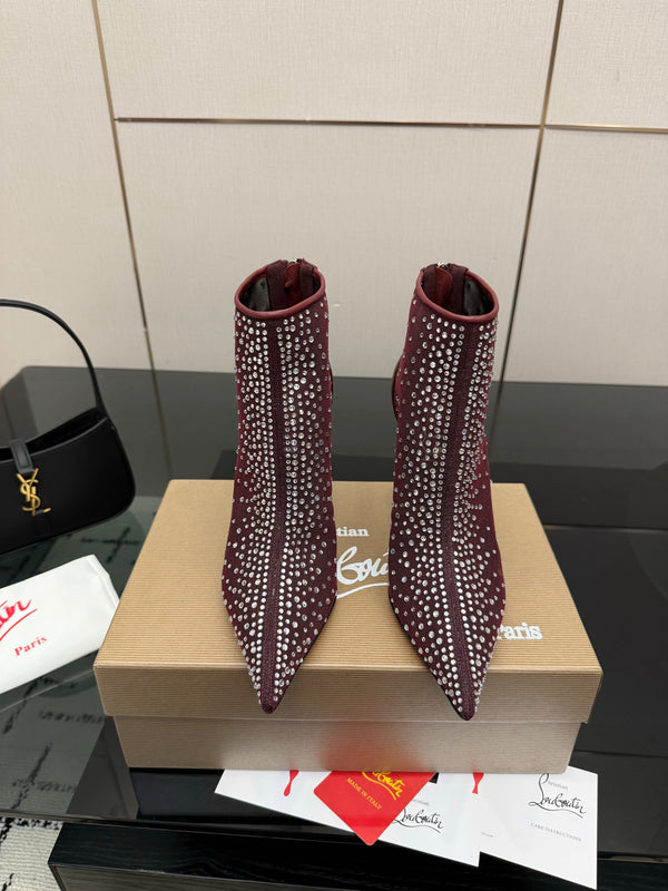 CL 26s Thea Ankle Boots 10cm Burgundy Mesh 828173