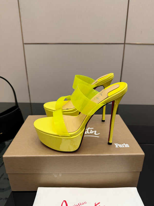 CL 2026 Just Loubi 14.5cm Mules Yellow PVC Lambskin 828178