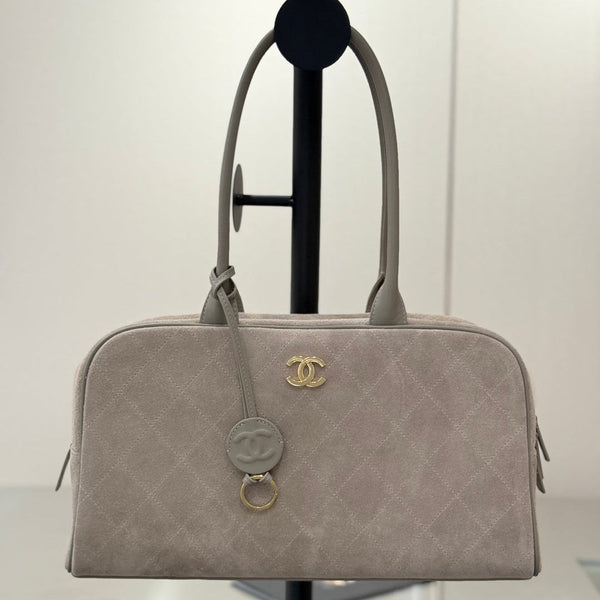 CC Maxi Bowling Bag 35.5cm Light Taupe Suede