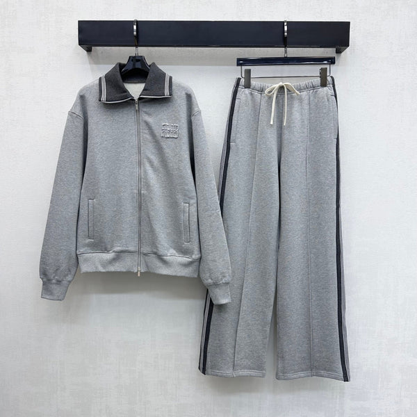 Miu Miu Fleece Pants Grey Cotton 341879