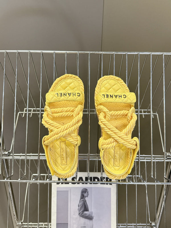 CC 2026 Sandal Yellow Rope Calfskin 675898