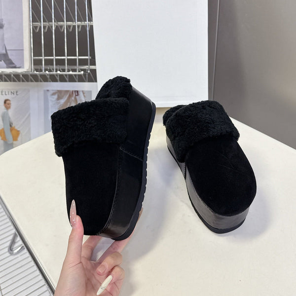 CL 26s Wedge Mules In Black Suede And Wool