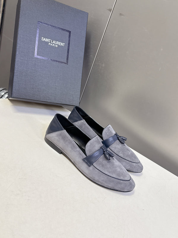 YSL 26s Loafer Black Grey Leather 635583